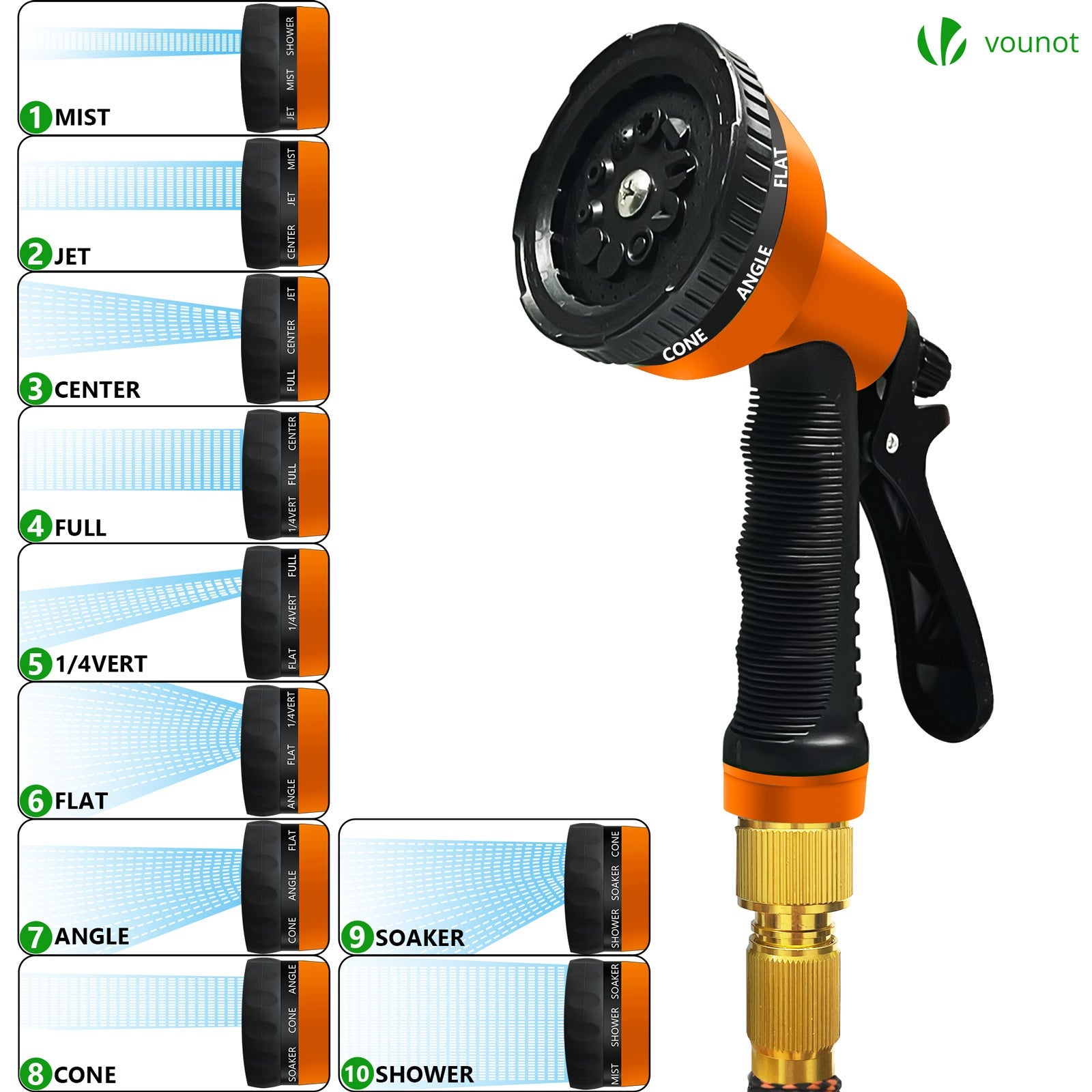Tuyau d'arrosage extensible renforcé 30m orange - 10 modes - raccord et sac de rangement inclus - flexible, anti-fuite - VOUNOT® - 3