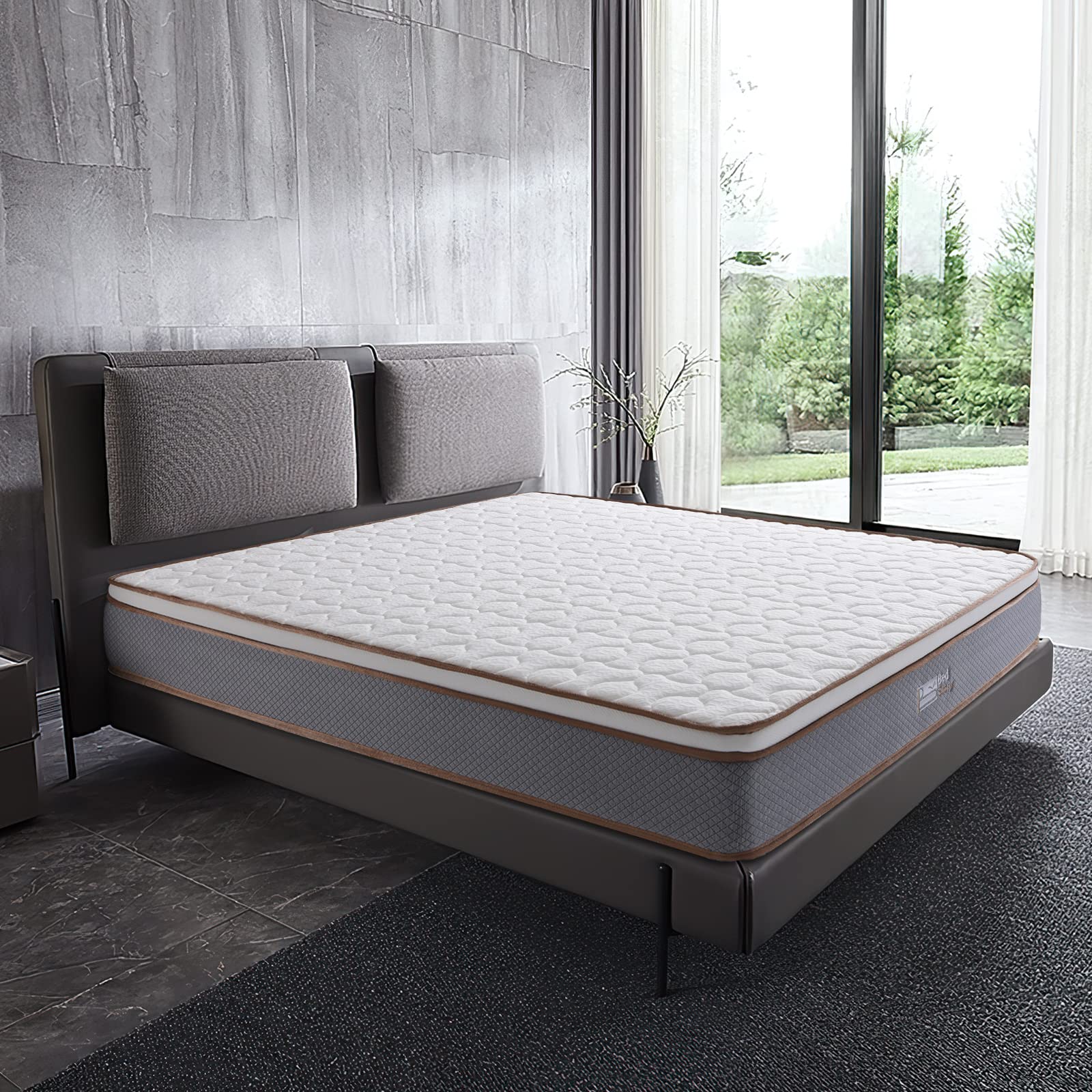 Matelas Ressorts Ensachés 90x200 Cm - Dureté H3/H4 - 20 Cm épais - Certifié Oeko-Tex - Gris Foncé