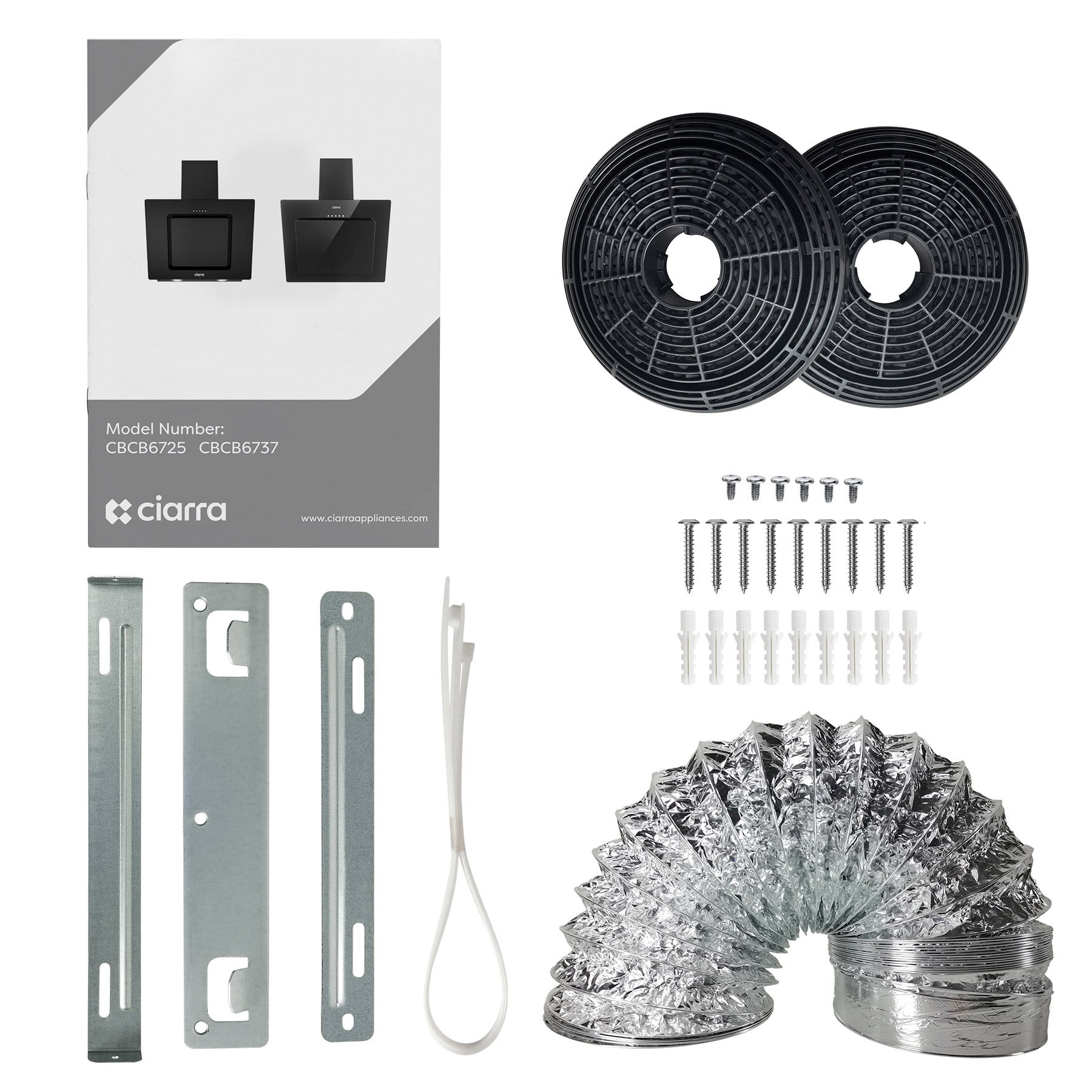 CIARRA Hotte Aspirante Inclinee 60 cm 370m³/h Classe A++ Filtre a Charbon Inclus Recyclage ou Evacuation Noir CD6737B - 9