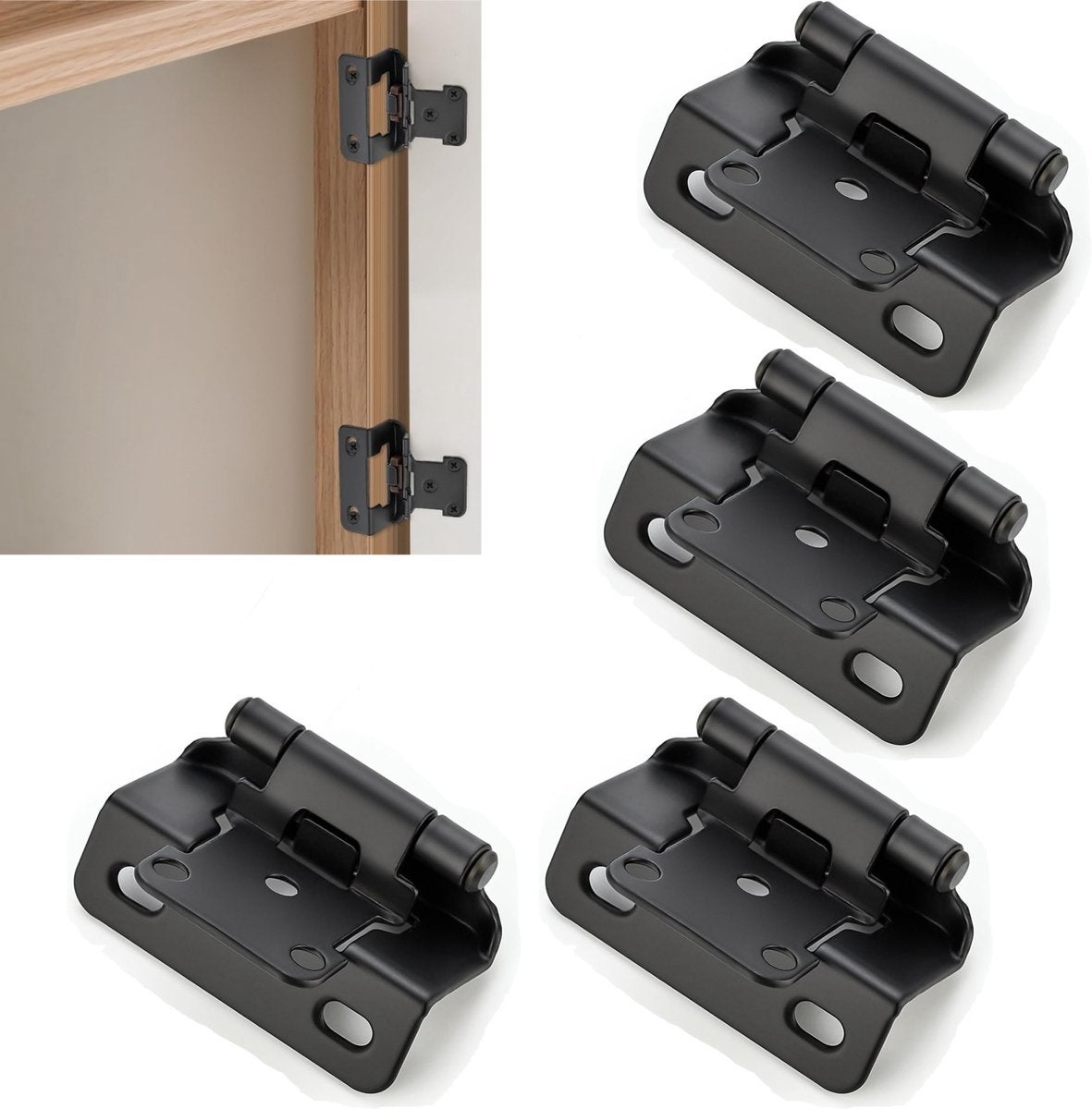 Set de 4 piese, balamale semi-ascunse cu suprapunere de 1/2 inch, balamale frontale semi-ascunse cu închidere automată 4buc
