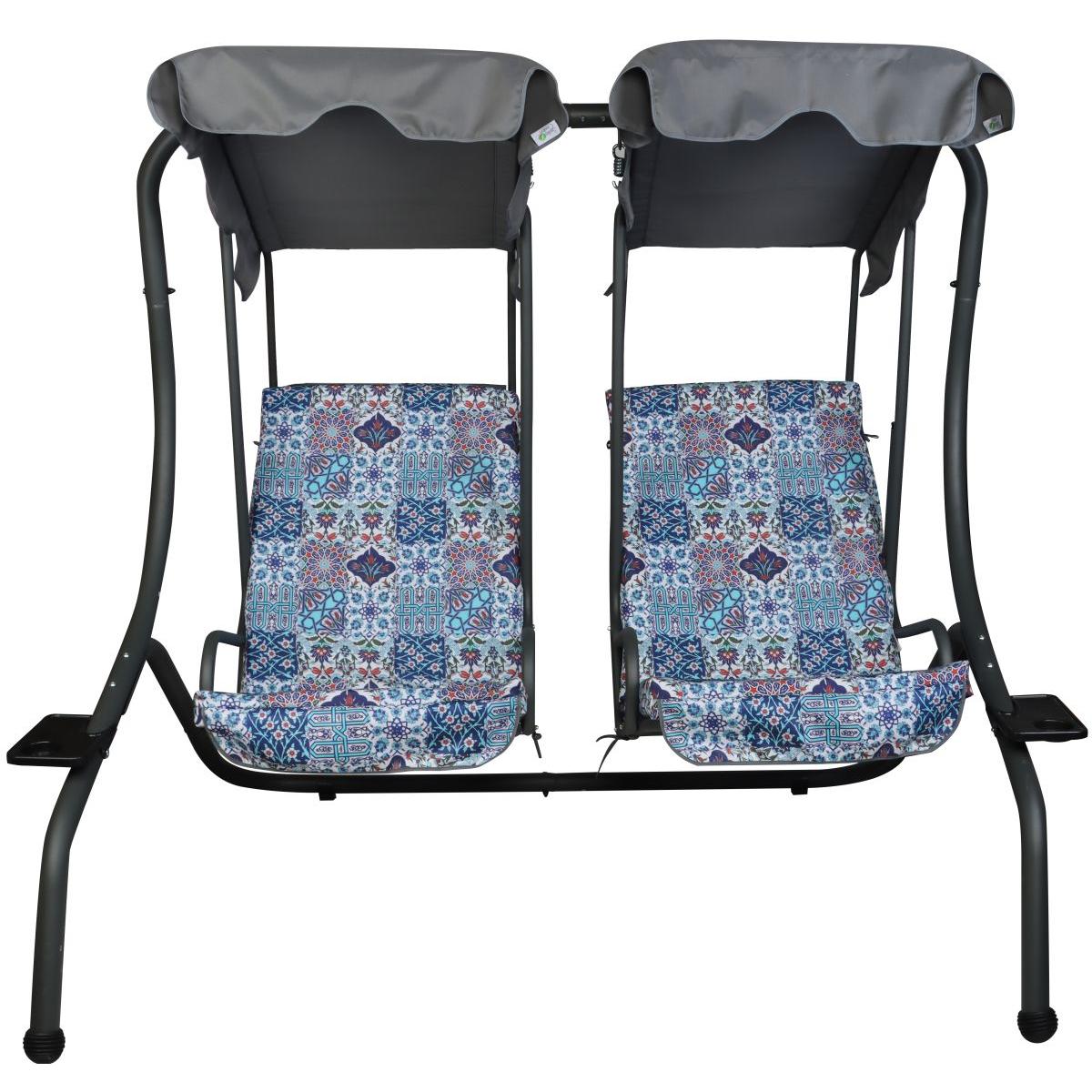 Huśtawka ogrodowo balkonowa Saska Garden Sonic 2 osobowa mozaika