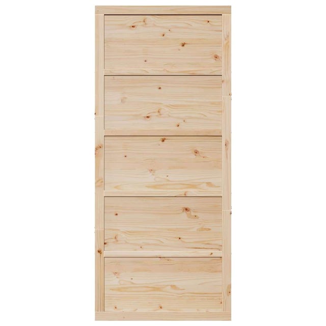 Porta da Granaio in Legno Massello di Pino 80x208 cm Finitura Opaca Moderna con Meccanismo Scorrevole