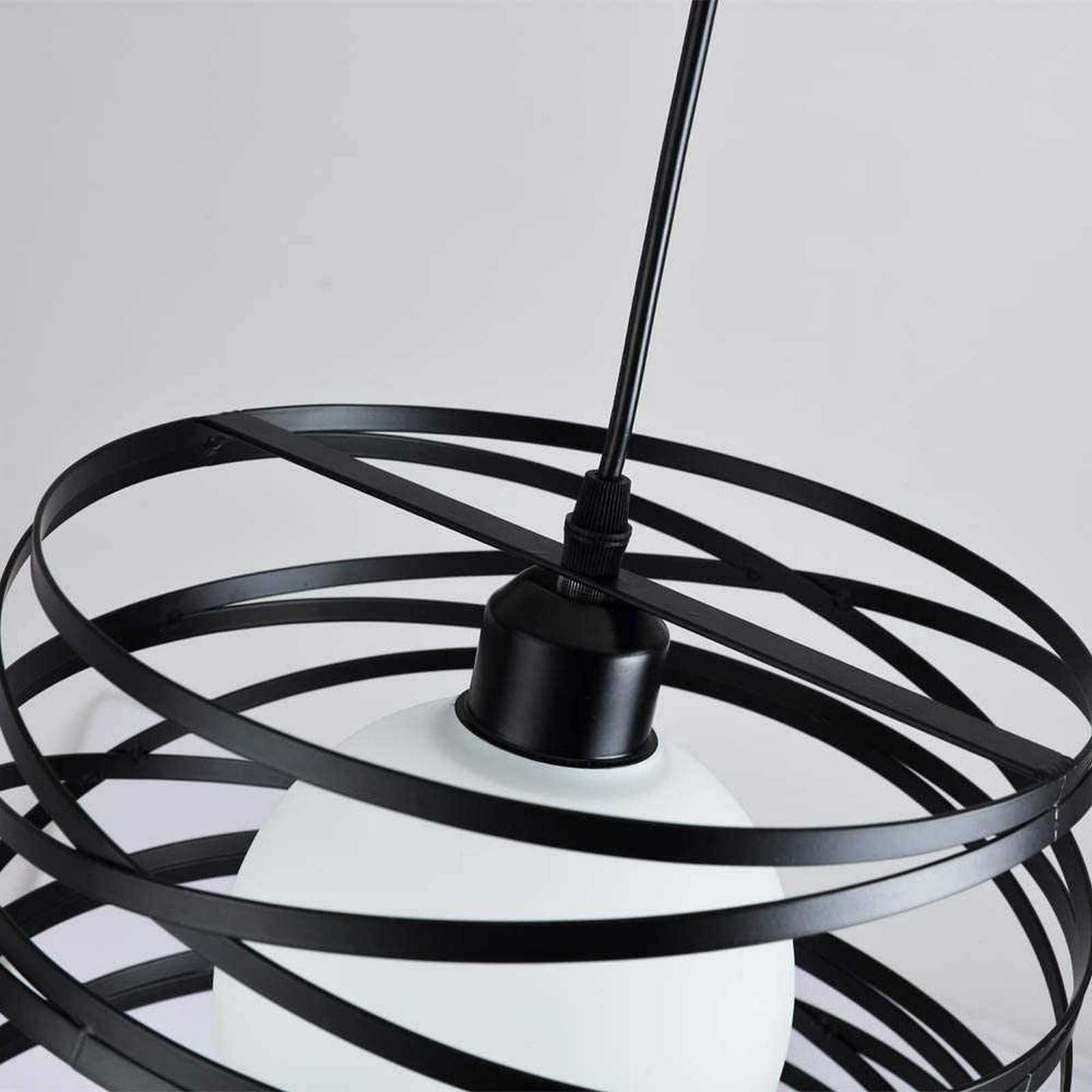 Lustre moderno suspensão faixas entrelaçadas ferro ataque mate E27 max 1x60W comprimento do fio 100cm mesa cozinha 230V PRETO - 3