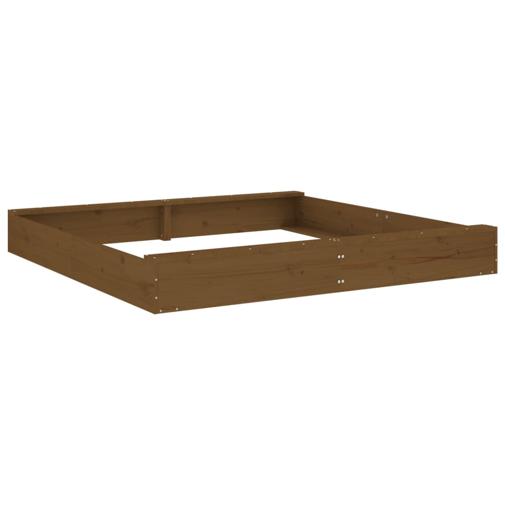 Bac à sable avec sièges marron miel carré bois de pin massif - 6