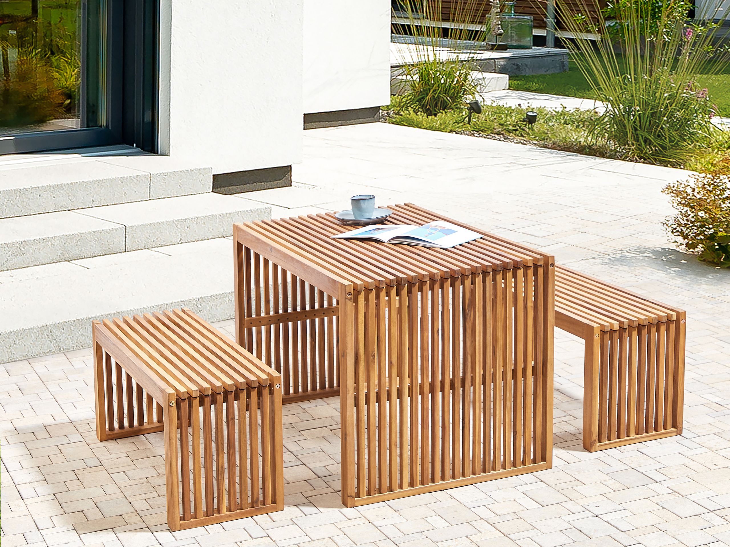Set de 2 bănci de grădină SULZANO 150 cm Lemn de acacia Maro 2buc