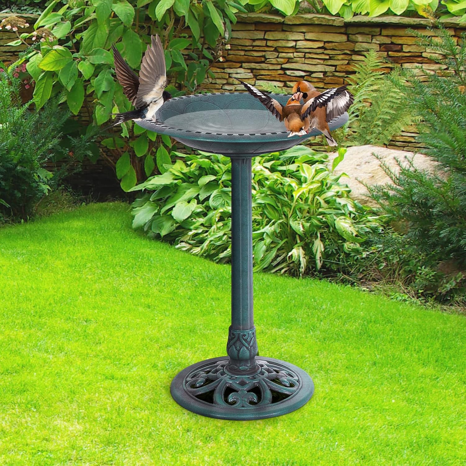 Alimentador de pássaros em suporte, banho de pássaros Diâmetro 51cm/Altura 72CM - 8