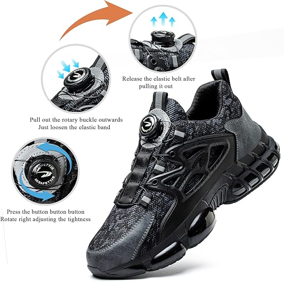 Chaussures de Sécurité Hommes Femmes Basket Légère Respirante Travail Antidérapante avec Embout en Acier 41 EU - 3