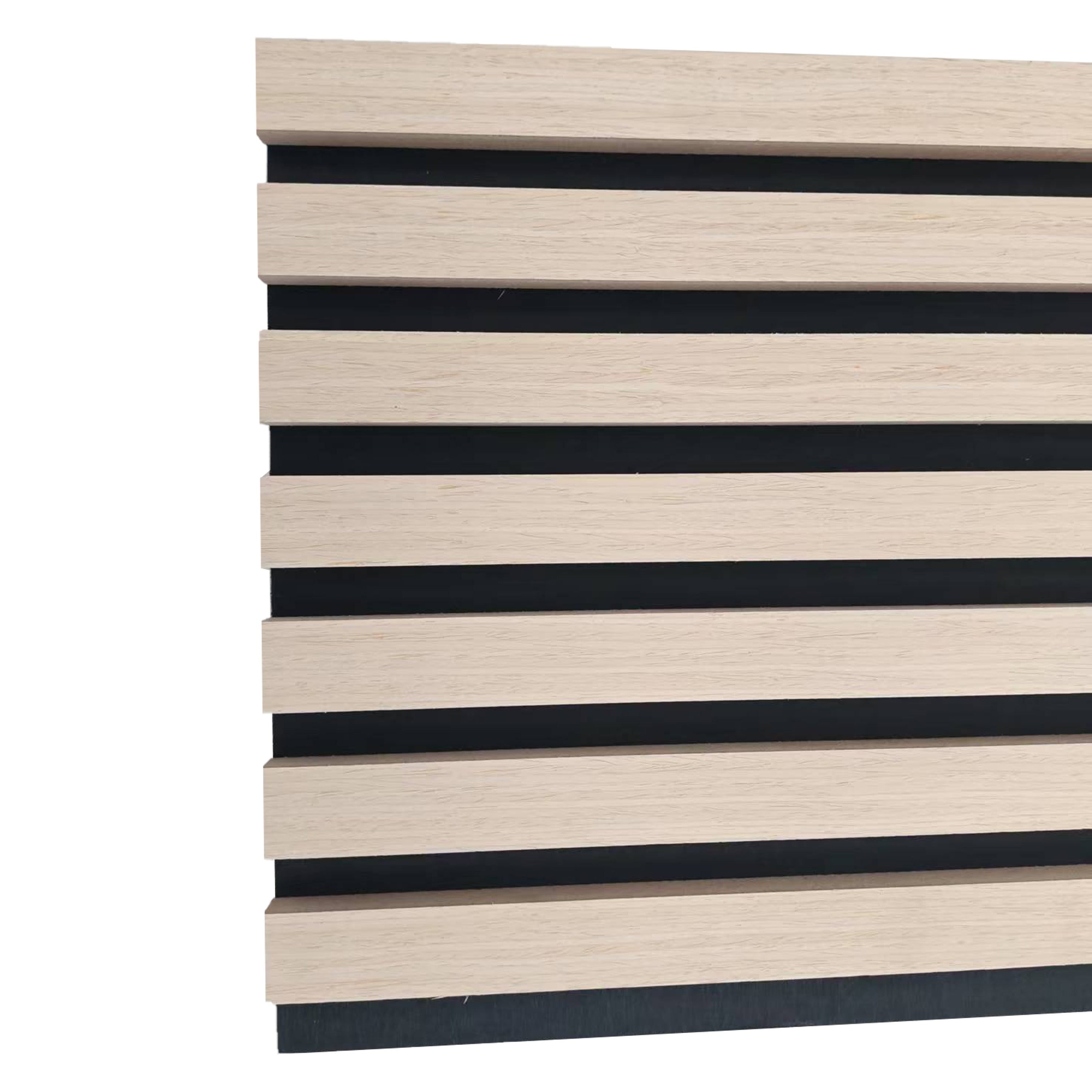 Lot de 3 panneaux muraux acoustiques décoratifs en bois MDF 260 x 30 cm, finition chêne blanc, excellente isolation acoustique, installation simple - 8