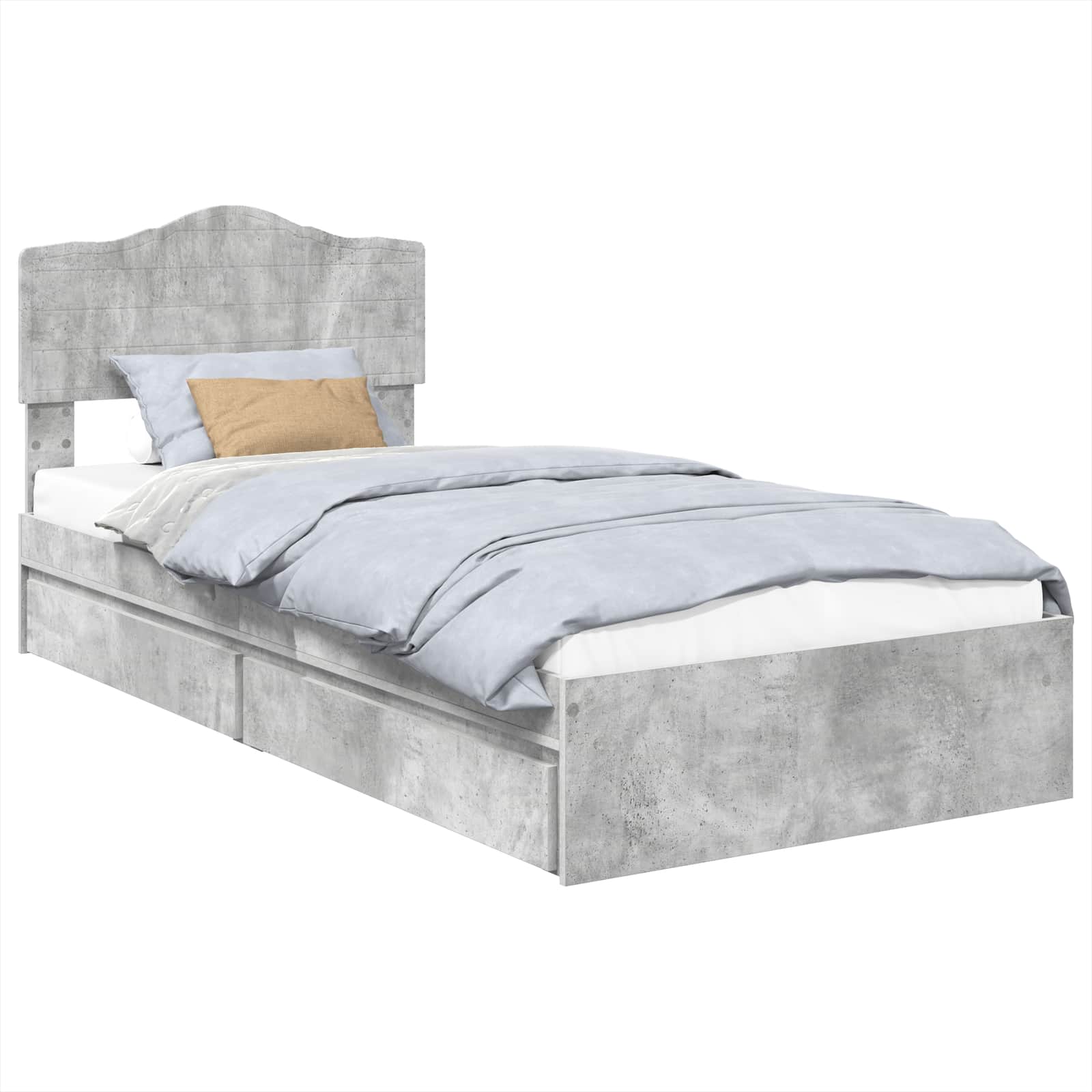 Lit de rangement Gris béton 90 x 190 cm panneau de bois - 2