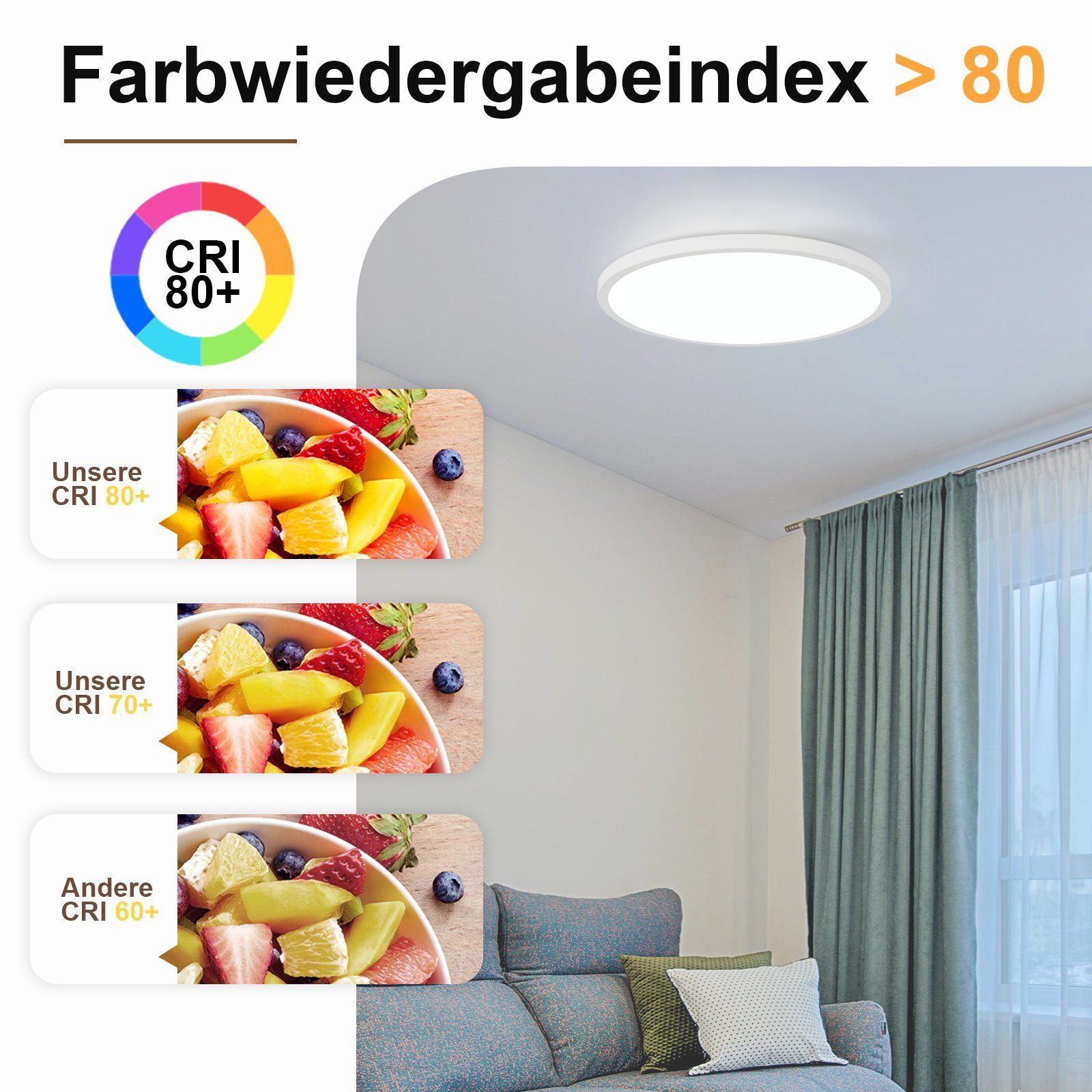 NETTLIFE plafonnier LED salle de bain Ø30cm lampe chambre lampe cuisine plate 4000K 18W lampe salle de bain IP44 - 4