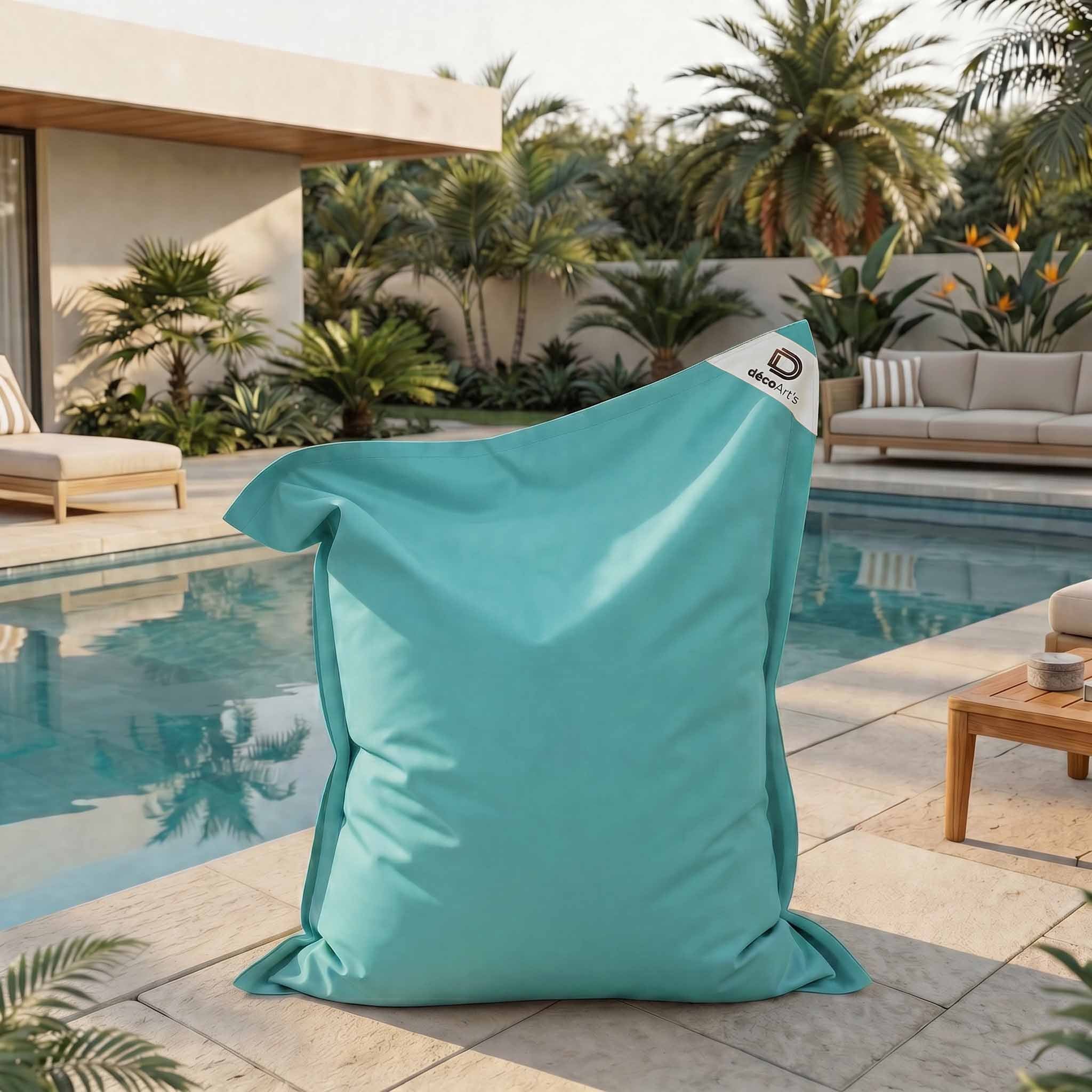Housse pour Pouf Géant XXL 180x140cm Intérieur et Extérieur - Bleu Caraïbes - 6