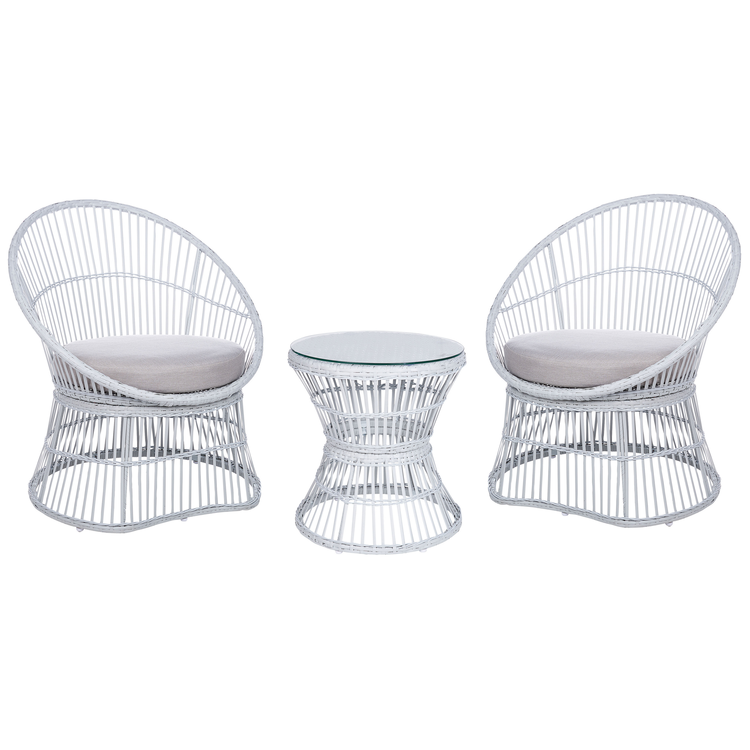 Set mobilier de grădină cu perne MESYNA Ratan sintetic Alb