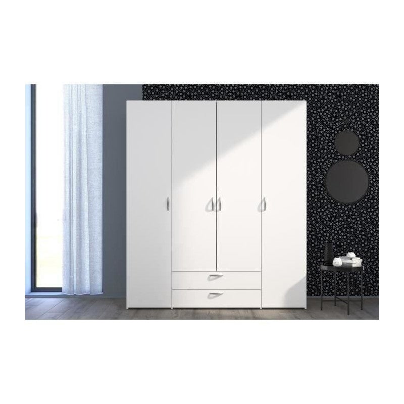 Armoire 4 portes 2 tiroirs Pauline--Blanc - 2