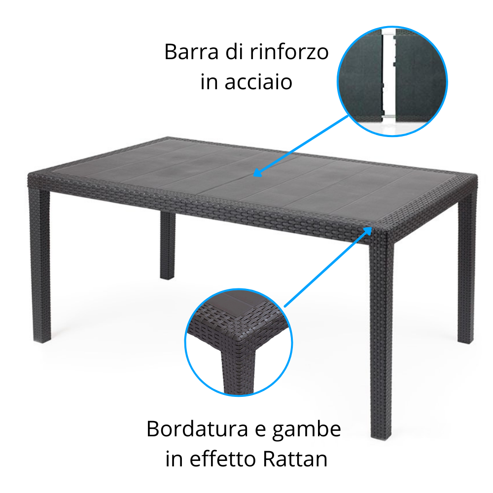 Tavolino Da Giardino In Plastica Effetto Rattan - Bianco, 40x60x47 Cm, Per Esterni - Foto 4