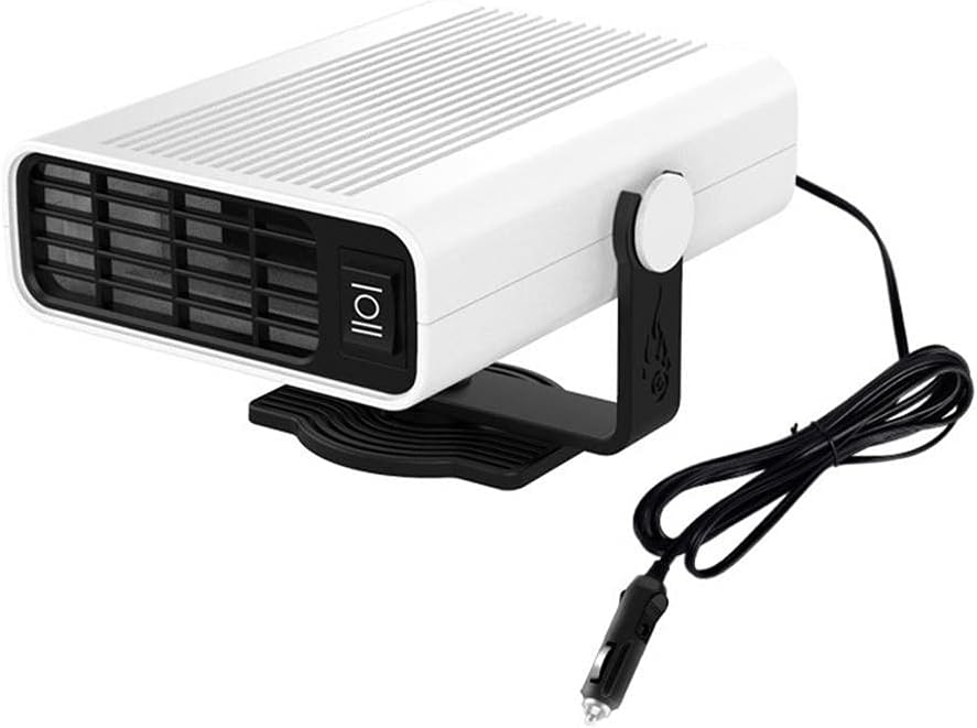 Termowentylator samochodowy, 24 V 200 W, szybkie nagrzewanie i rozmrażanie, obrotowy wtyk zapalniczki 360 stopni, biały
