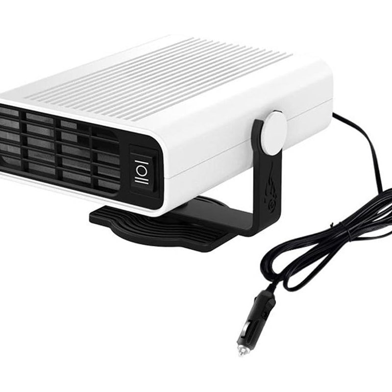 Termowentylator samochodowy, 12 V 150 W, szybkie nagrzewanie i rozmrażanie, obrotowy wtyk zapalniczki 360 stopni, biały