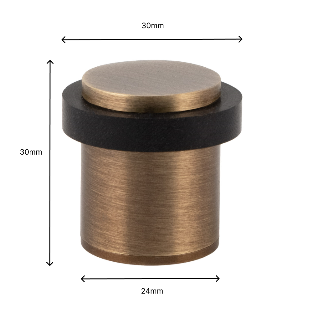 Pack de 4 butées de porte 24 x 30 mm pour sol, cuir laiton avec caoutchouc de protection, installation avec vis, EVI Herrajes - 3