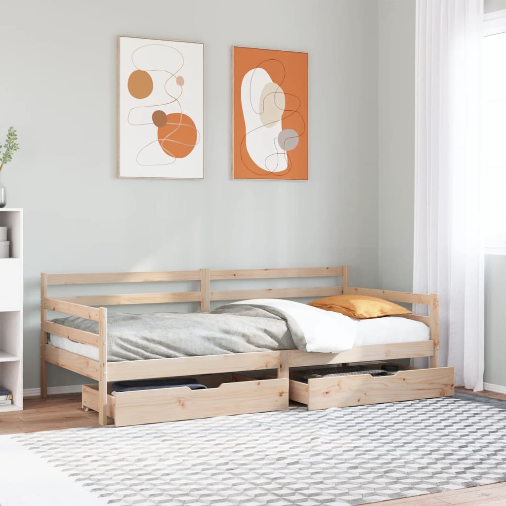 Diván con cajones, colchón no incluido, blanco, 80x200 cm, madera ...