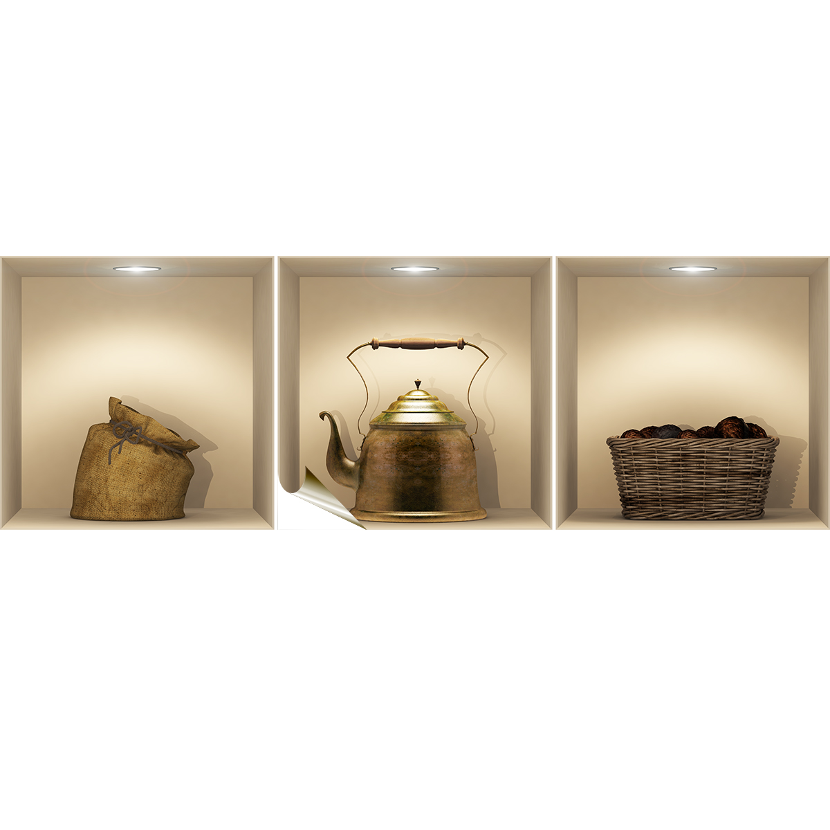 Adesivo effetto 3D Utensili di cucina vintage - Sticker adesivo - adesivi murali - 40x120cm - 3