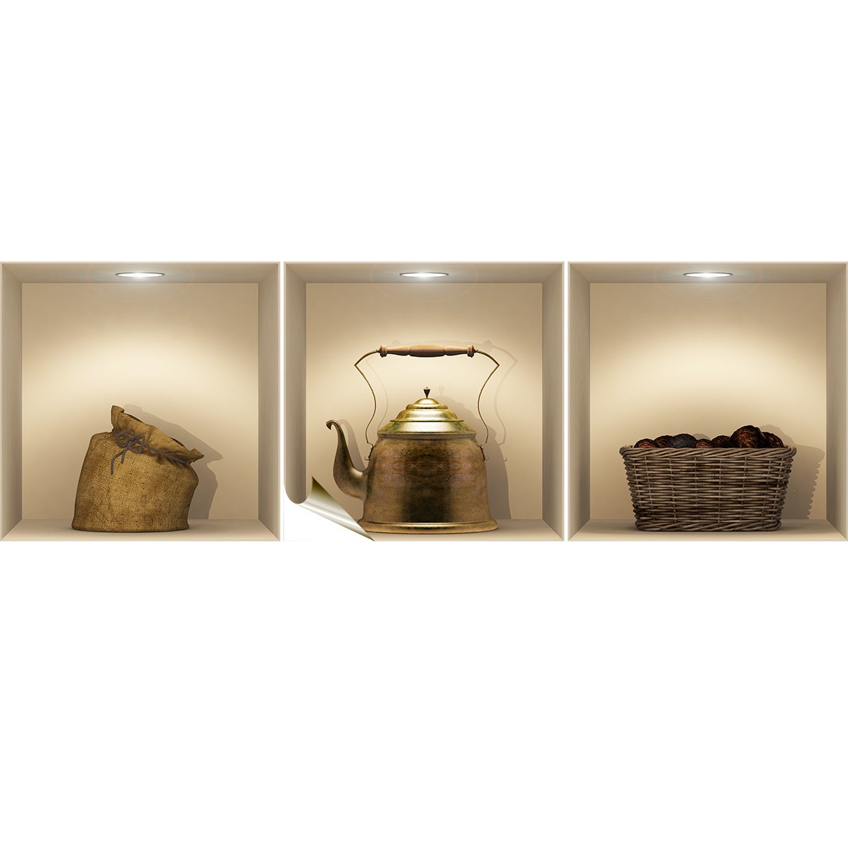 Adesivo effetto 3D Utensili di cucina vintage - Sticker adesivo - adesivi murali - 30x90cm - 3