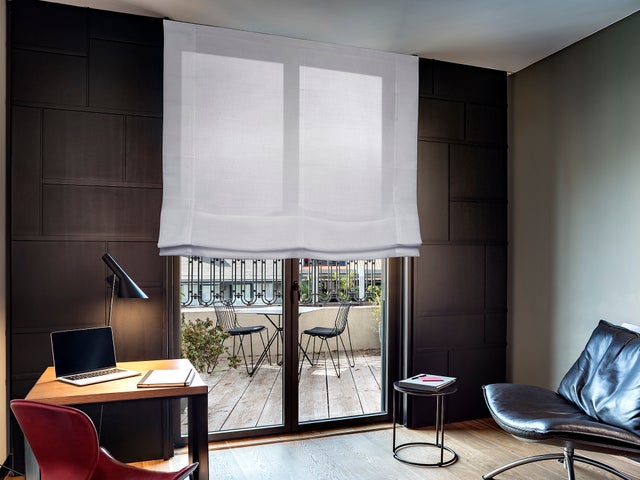 Easydeco - Estor Plegable sin varillas Lino crudo 180 x 175 cm