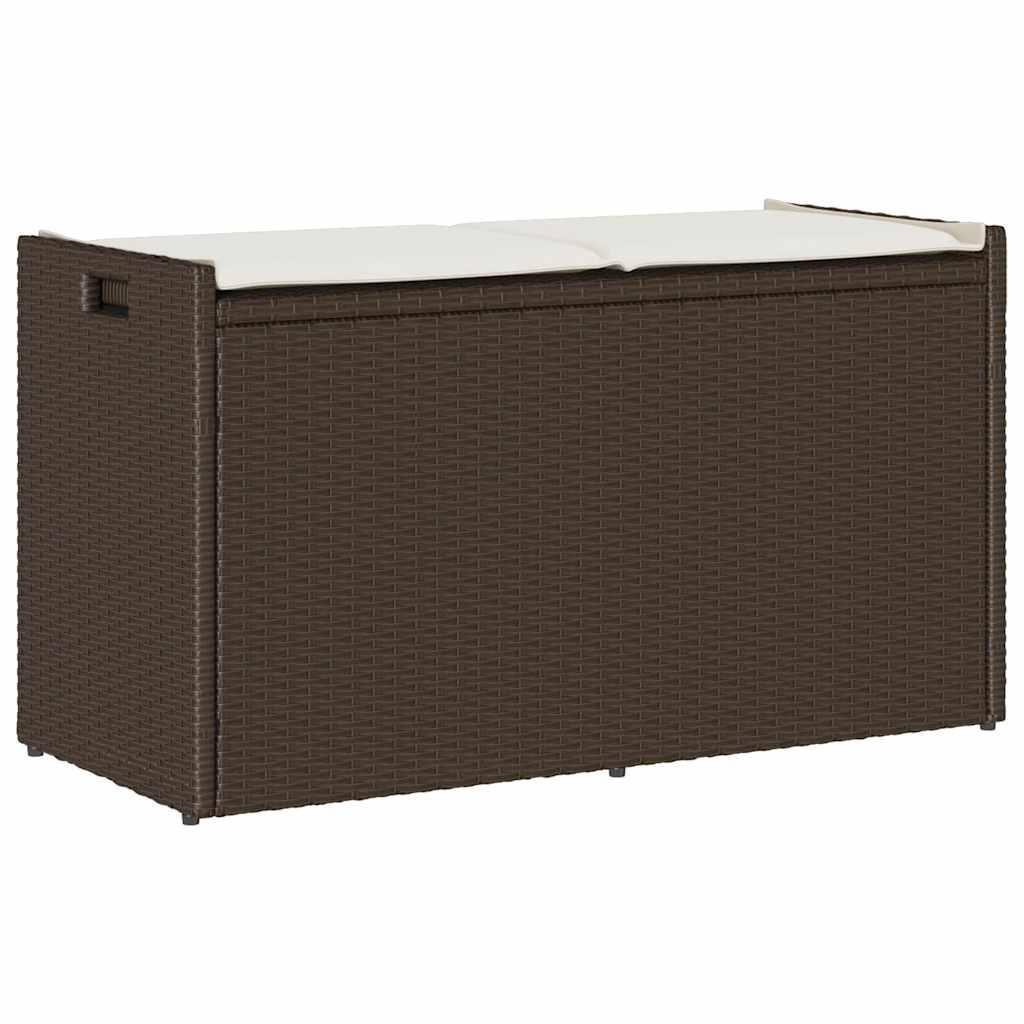 Banc de Rangement Extérieur Rotin PE 2 Places avec Coussin et Poignées Banc de Rangement Extérieur Rotin PE 2 Places avec Coussin et Poignées