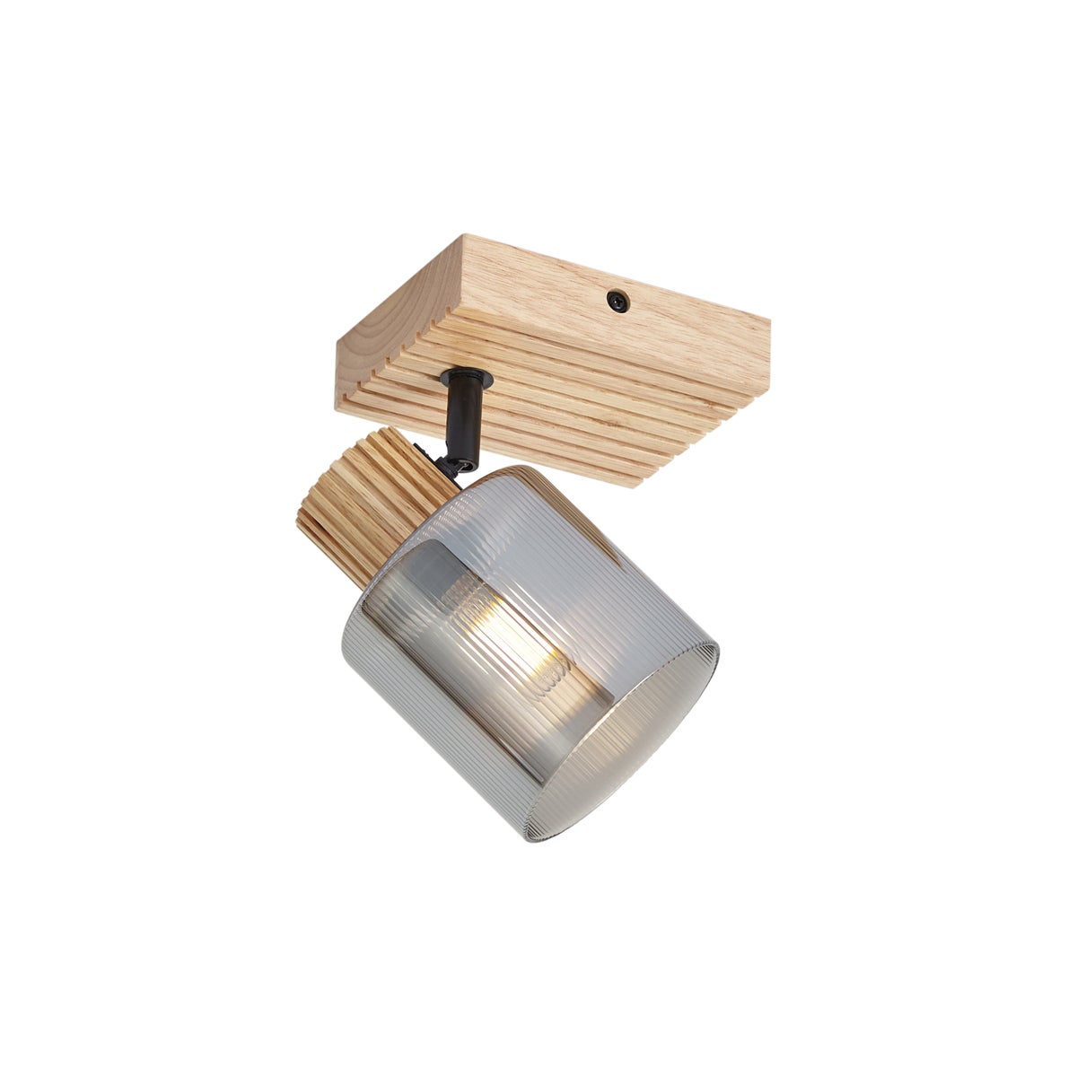 Nowoczesny reflektor drewniany z przydymionym szkłem, obrotowy i przechylny - Gracy