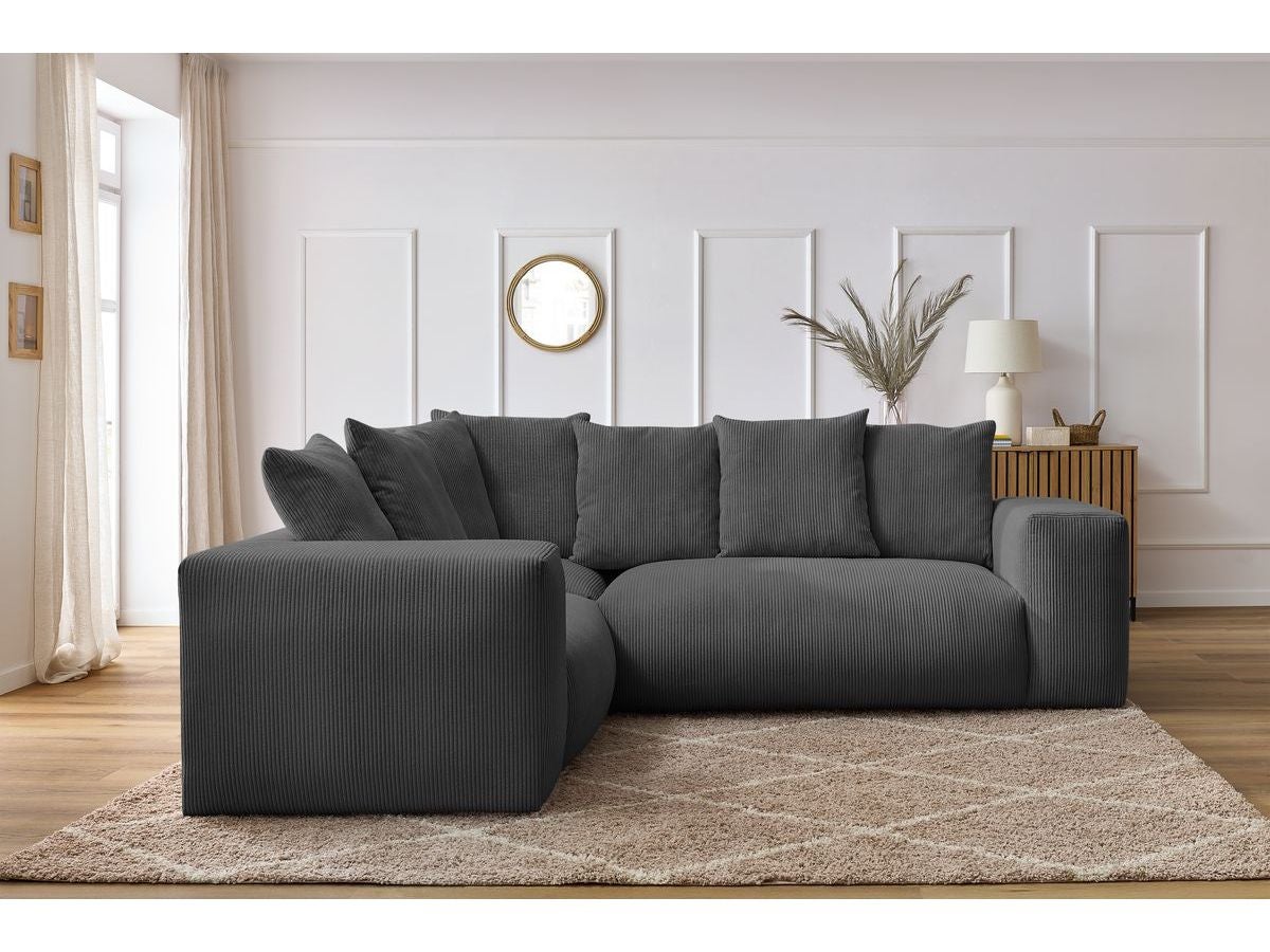 BOBOCHIC Canapé d'angle fixe modulable VOLTAIRE avec 1 chauffeuse 2 places, 1 angle et 1 chauffeuse 1 place Gris foncé Angle gauche - 7