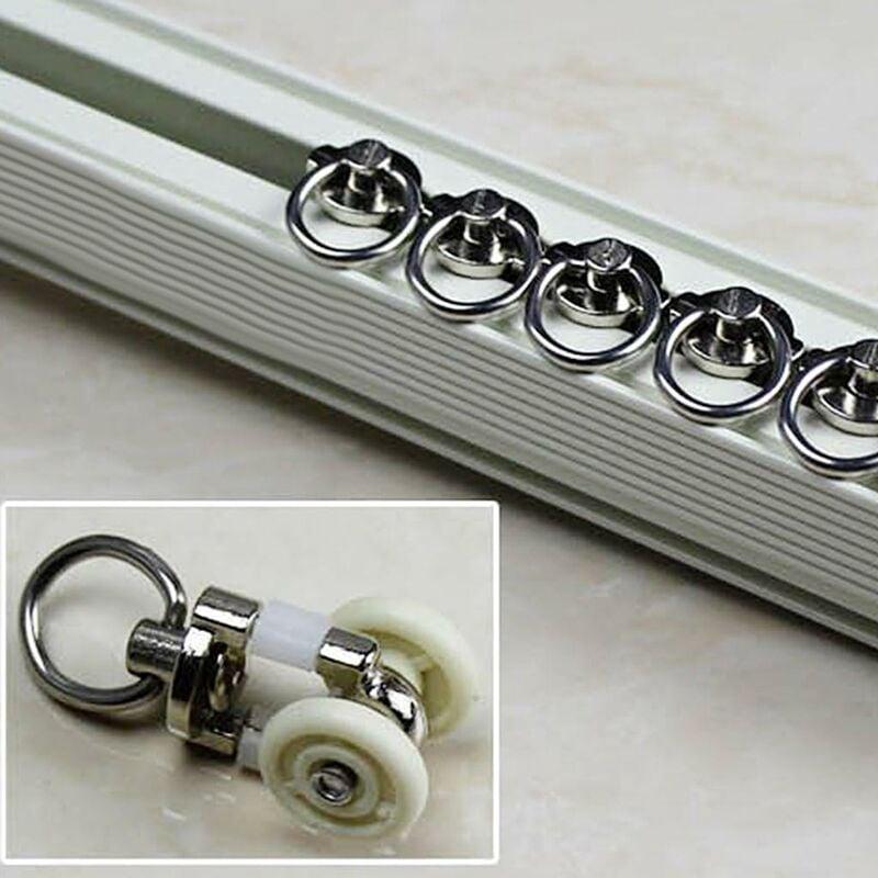 10 Pièces Rouleaux de Rail Planeur de Voie de Rideau Plastique Twin à roulettes en Alliage d'aluminium - 4