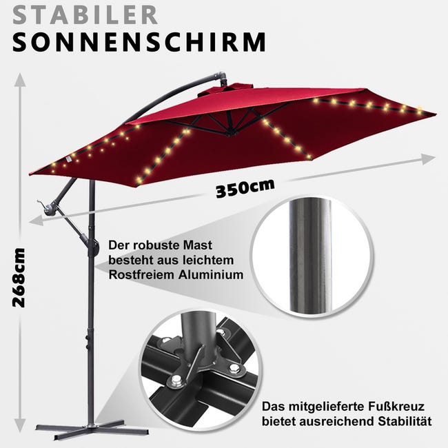 Ombrellone Doppio Da Patio Grande 470 Cm Con 48 Luci Led Solari E Ombrellone Esterno A Manovella Rosso 88305044 Ombrellone Doppio Da Patio Grande 470 Cm Con 48 Luci Led Solari E Ombrellone Esterno A Manovella Rosso 88305044
