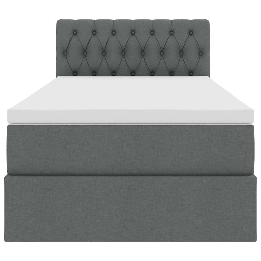 Lit de rangement avec matelas gris foncé 90 x 190 cm velours - 7