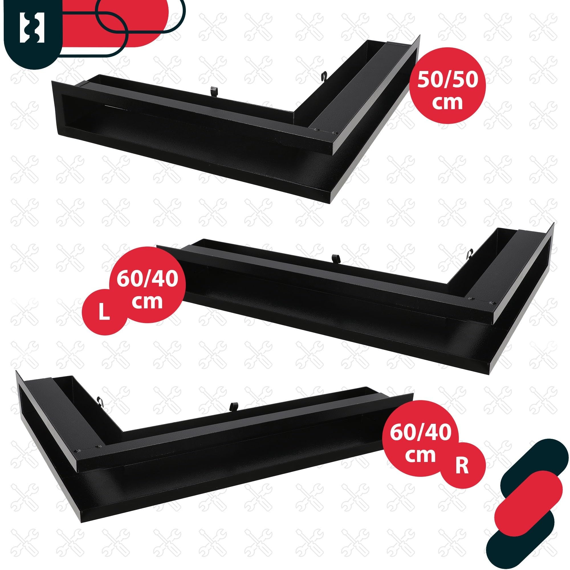 Grille de Ventilation pour Cheminée en Acier 60/40 cm Noir - Grille Aération - Ventilateur Air Chaud - KOTARBAU - 7