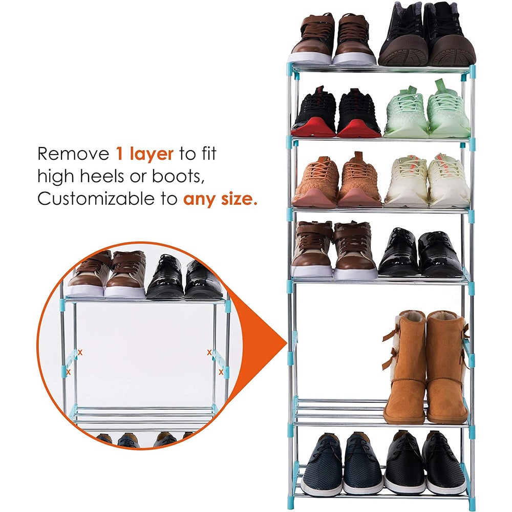 Petite étagère à chaussures empilable à 3 niveaux, organisateur de rangement léger pour étagère à chaussures pour entrée, couloir et placard - 5