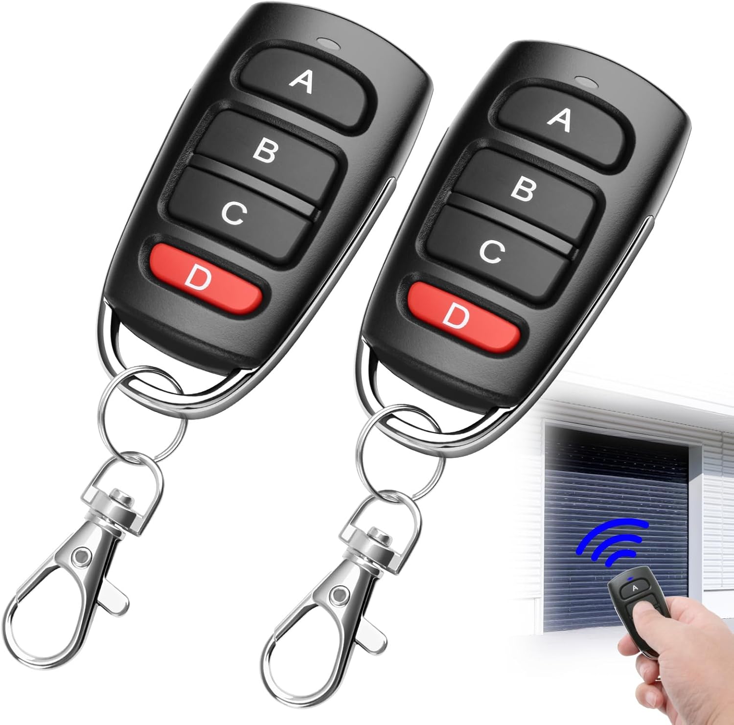 Lot De 2 Télécommandes Universelles 433 MHz Pour Porte De Garage – LEYF – 4 Boutons – Piles Incluses