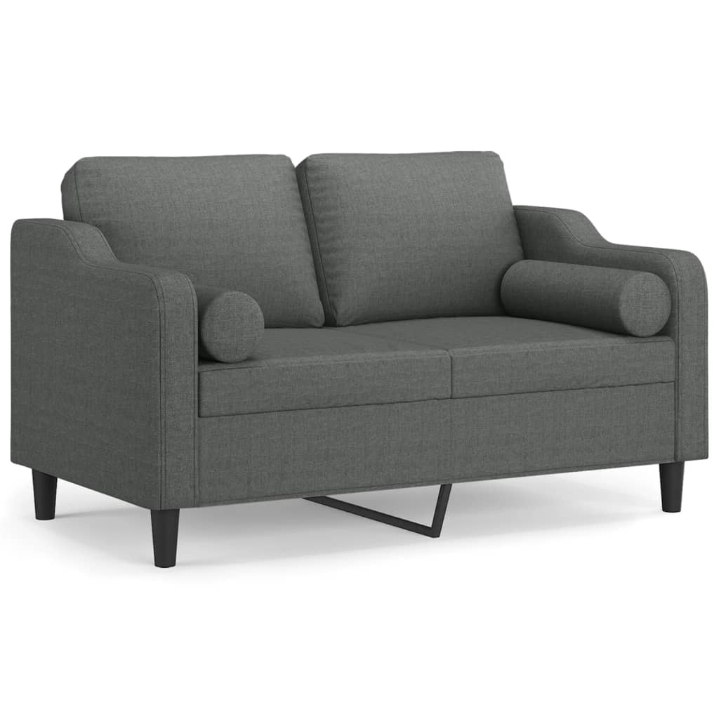 Sofá de 2 plazas | sofá de salón | sofá de descanso con cojines tela gris oscuro 120 cm cfw82837