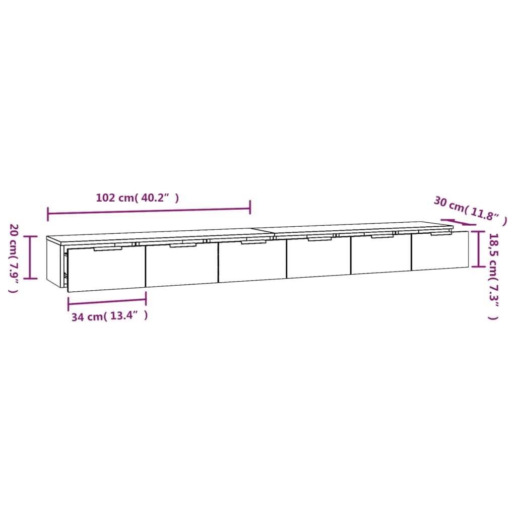 Maison Exclusive - Armarios de pared 2 uds madera contrachapada blanco 102x30x20cm - 7