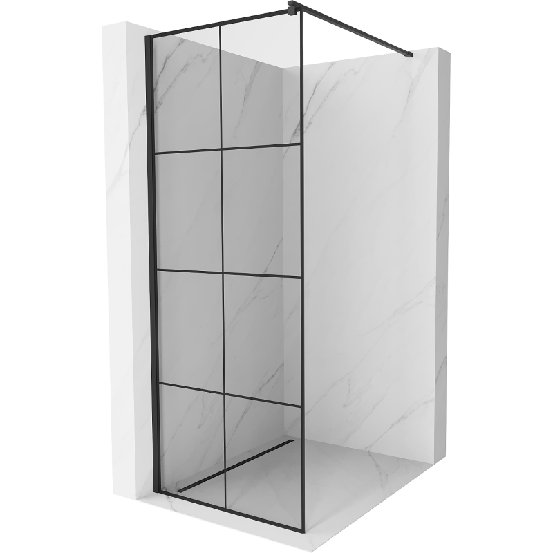 Mexen Kioto ścianka prysznicowa Walk-in 80 x 200 cm, czarna kratka 8 mm, czarna - 800-080-101-70-77