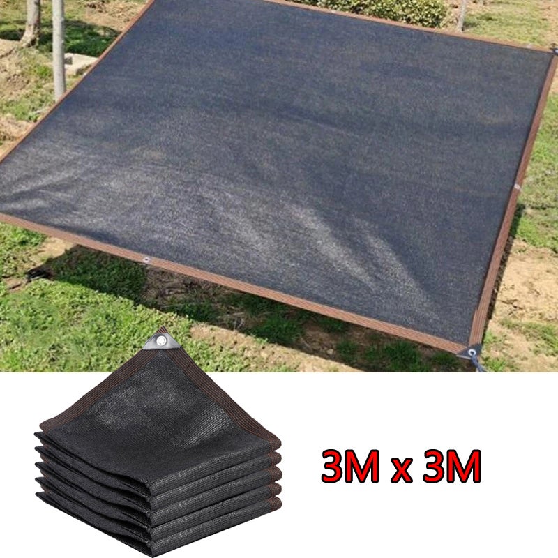 18-pinowa czarna siatka zacieniająca do ogrodu, zacieniająca rośliny przed promieniowaniem UV, 85% żagiel zacieniający na zewnątrz, 3 x 3m