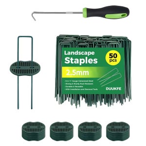 55 Picchetti In Metallo Per Erba Finta - 20,3 Cm - Punte Di Ancoraggio Per Prato, Paesaggistica, Tappeti Erbosi - Ideali Per Esterni - copertina