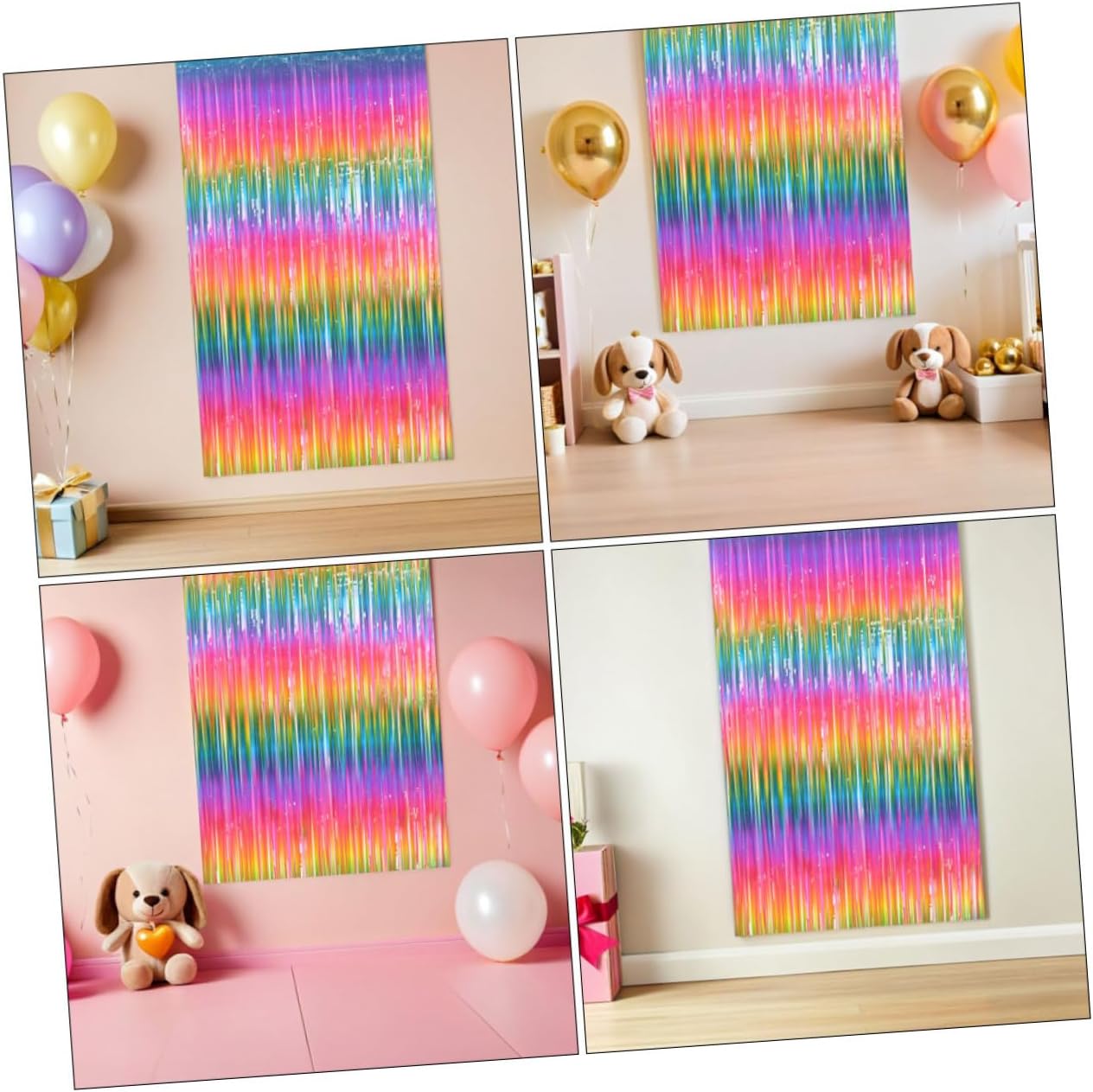 Tende Con Frange Arcobaleno 4 Pezzi 9x1,8 M – Decorazioni Per Feste, Sfondo Per Foto, Compleanni, Matrimoni