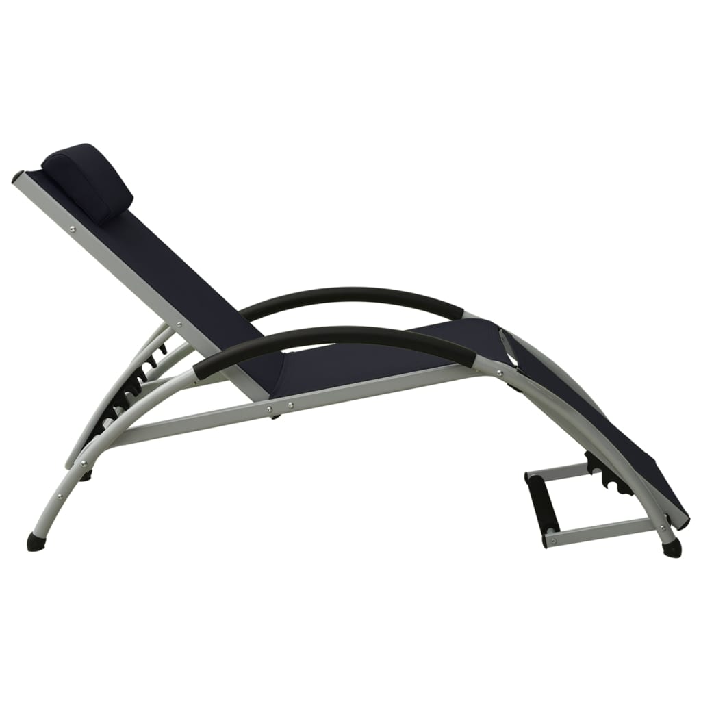 Chaise longue avec oreiller Textilène Noir - 3