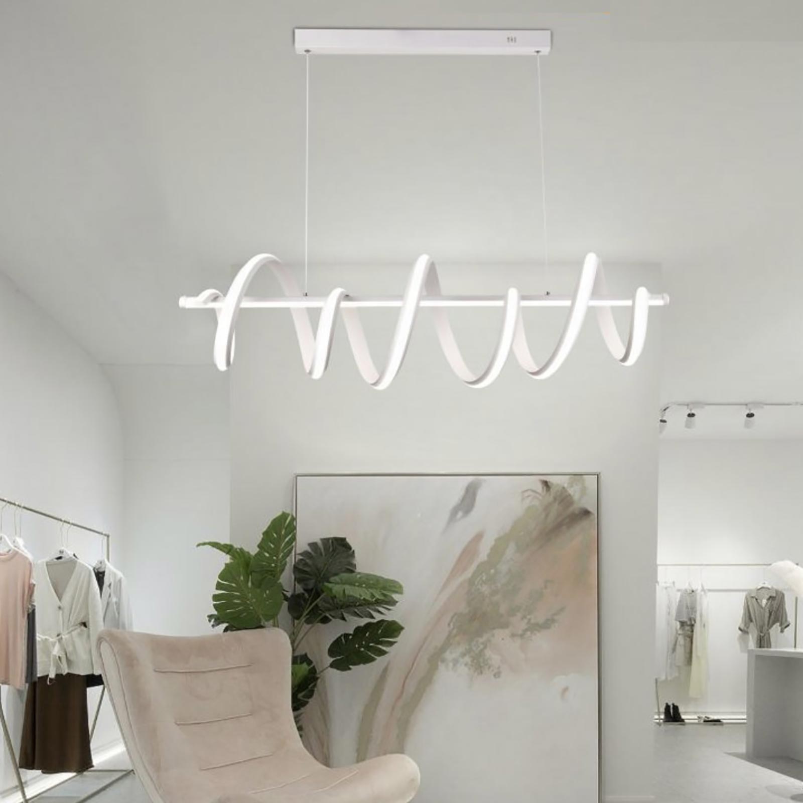 Suspension LED stylisée 60 W CCT 3000 K à 6500 K Design moderne Lampe suspendue Cuisine Salon Éclairage de table - 3