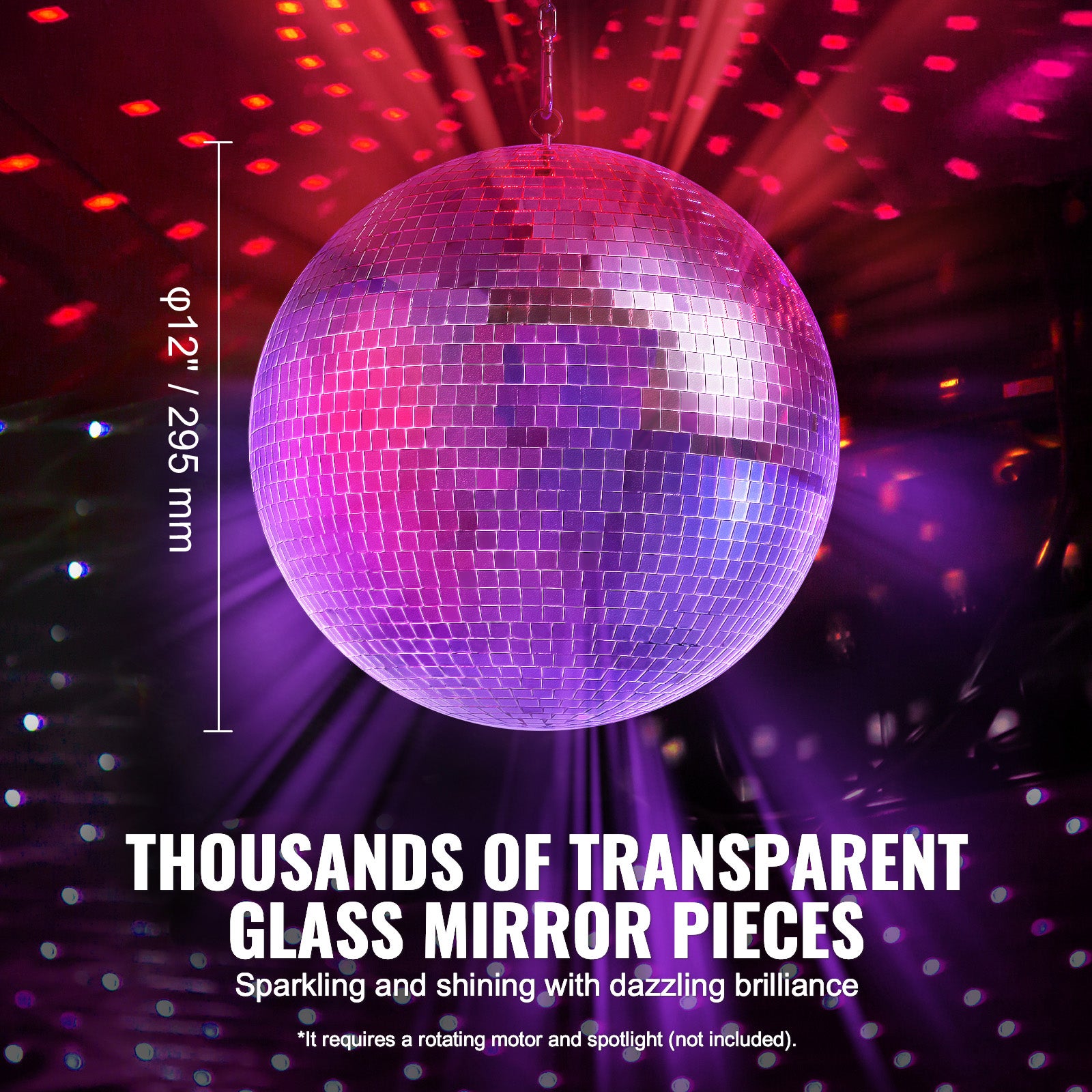 Boule disco miroir,SucceBuy 30,5 cm avec anneau de suspension pour fêtes. Décoration idéale pour DJ Club,mariages,anniversaires,Noël,Nouvel An - 4