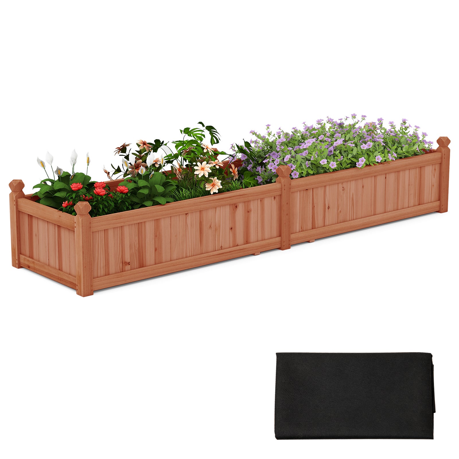 Jardinière Bois Rectangulaire HOMERZO – Marron Imprégné, Insert Plastique Amovible, 86 X 23 X 20 Cm, Pour Balcon, Terrasse & Jardin