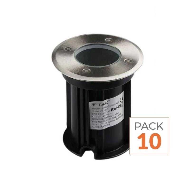 Foco led empotrable de exterior ip65 para bombilla gu10 (pack de 10) - silamp