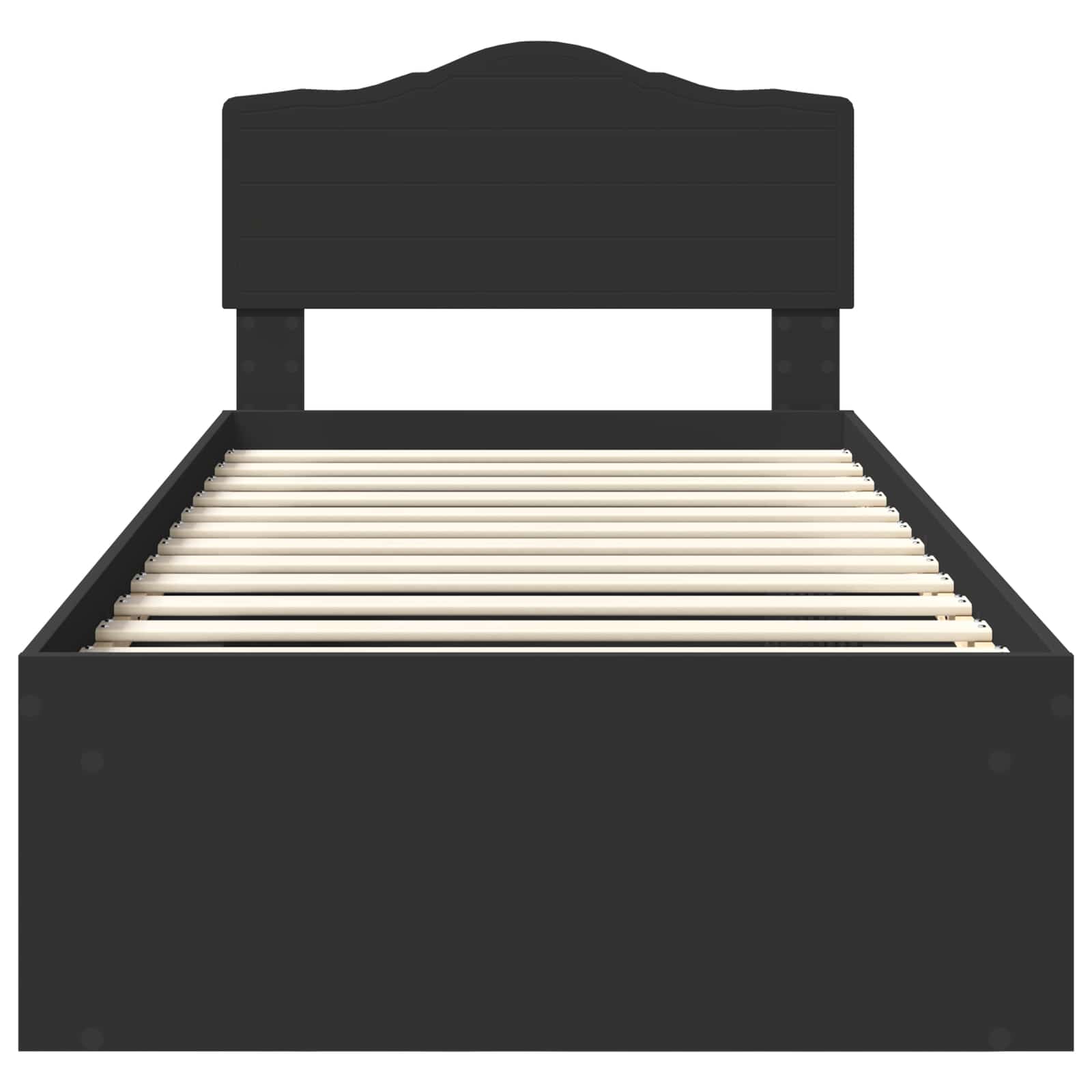 Cadre de lit chêne noir en pin massif pour la chambre, 75 × 190 cm - 7