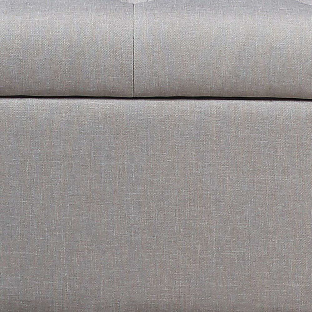 Cassapanca Pouf Contenitore Panca Sgabello Poggiapiedi Legno e Tessuto Beige - 3