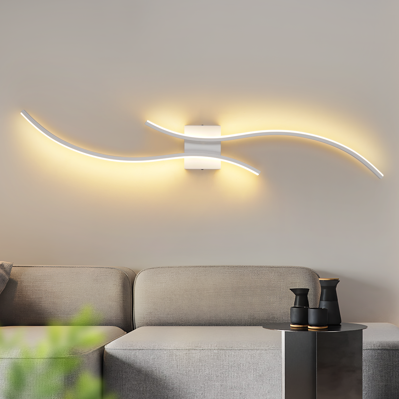 ZMH Kinkiet LED Wave – 14 W, 100 cm, 3000 K, ciepła biel, nowoczesny biały design, do przedpokoju