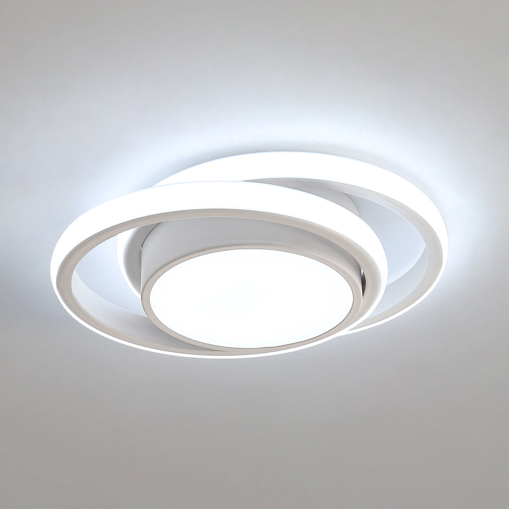GOECO Plafoniera LED rotonda 32W 2500lm Moderna,27*22*6cm per corridoio, camera da letto, cucina, soggiorno - Bianco freddo 6000K