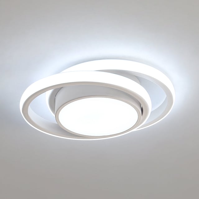 COMELY Plafonnier LED moderne 32W 2500lm 6500K Lumière blanche Luminaire de plafond Rond pour Couloir Chambre Cuisine - Blanc - Taille: 27*22*6cm